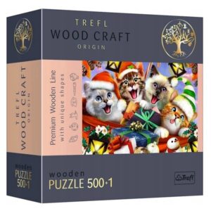 Puzzle drewniane Świąteczne kotki 500+1 elementów, Trefl