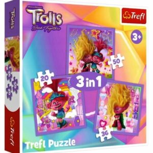 Puzzle 3w1 Poznaj wesołe Trolle 106 elementów, Trefl
