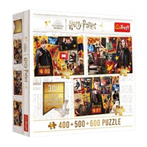 Puzzle Harry Potter  3w1, 400+500+600 elementów: Ron, Hermiona, Harry!, Trefl