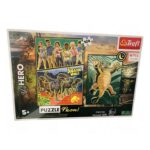 Puzzle Neon Jurassic World + plakat świecący w ciemności 104 elementy, Trefl