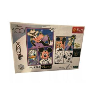 Puzzle Neon Disney 100 + plakat świecący w ciemności , 104 elementy, Trefl
