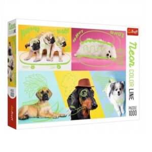 Puzzle Neon Color Line Odlotowe psy 1000 elementów, Trefl