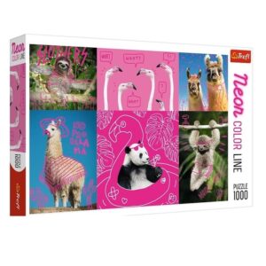 Puzzle Neon Color Line Szalone Zwierzaki 1000 elementów, Trefl