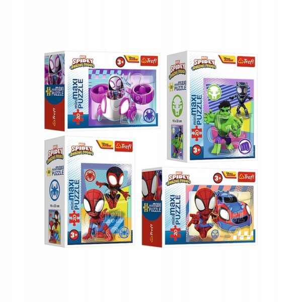 Puzzle Niesamowity Spidey zestaw miniMaxi  4 x 20 elementy, Trefl
