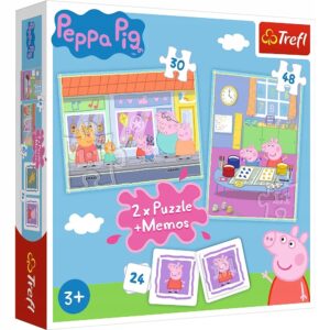 Puzzle 2w1+memos Świnka Peppa Dzień Peppy, Trefl