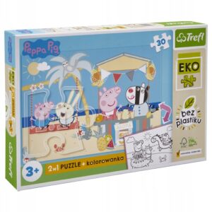 Puzzle dwustronne z kolorowanką Peppa Pig 30 elementów, Trefl
