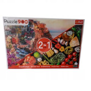 Puzzle 2w1 Manarola Włochy i włoskie przysmaki 900 elementów, Trefl