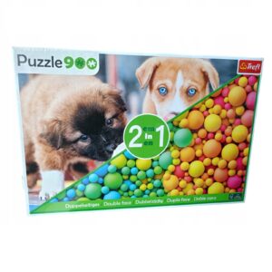 Puzzle 2w1 Małe pieski i Kolorowe piłeczki 900 elementów, Trefl
