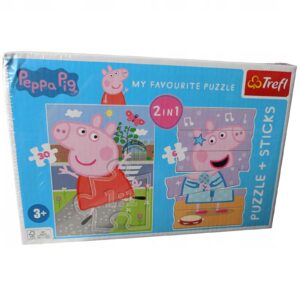 Puzzle Peppa Pig 30 elementów + patyczki 6 elementów, Trefl